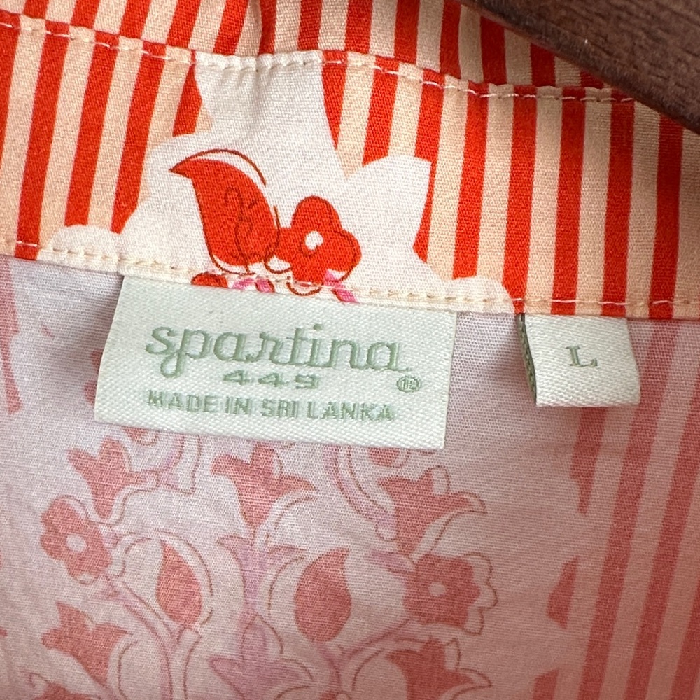 Spartina 449 Orange/Coral and Pink Floral Long Marianne Shirt Dress - Picture 3 of 12